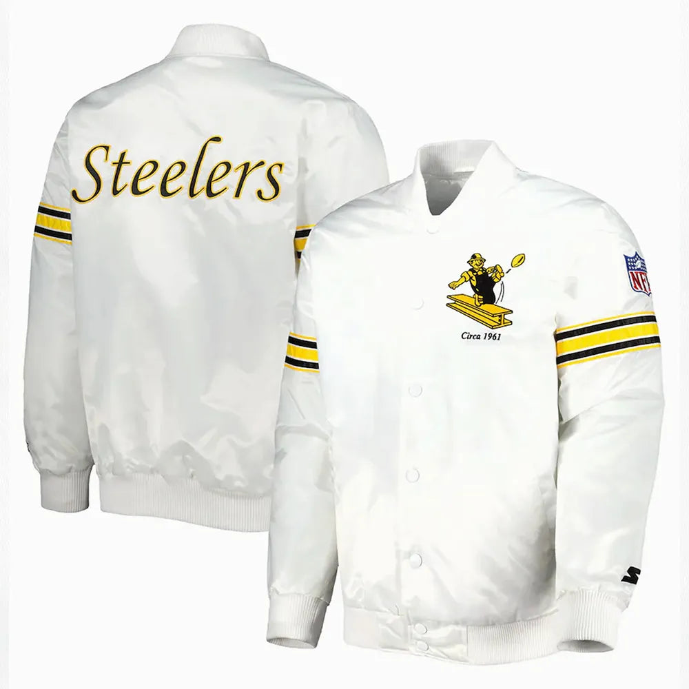 White Pittsburgh Steelers The Power Forward Satin Jacket