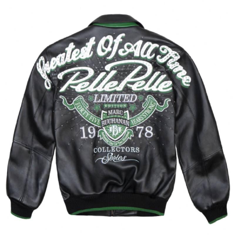 White, Black & Green Pelle Pelle Leather Jacket