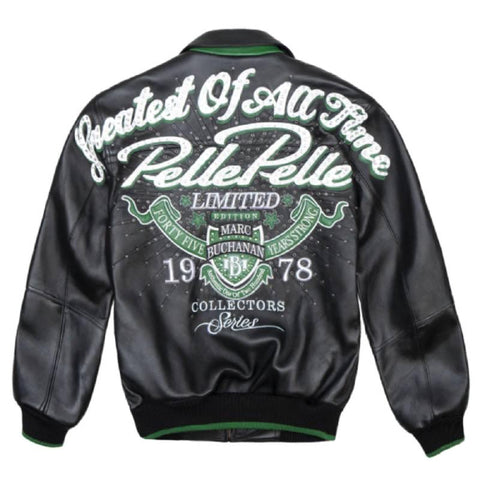 White, Black & Green Pelle Pelle Leather Jacket