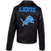 Cuce Black Detroit Lions Vegan Leather Moto Jacket with Rhinestones - Jackets - ["Cuce Black Detroit Lions Vegan Leather Moto Jacket","Cuce Black Detroit Lions Vegan Leather Moto Jacket with Rhinestones","Cuce Detroit Lions Vegan Leather Moto Jacket with Rhinestones"]