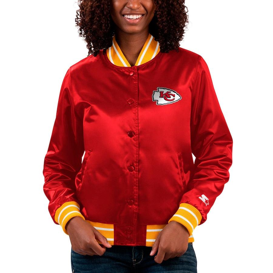 Kansas City Chiefs Starter Women's Full Count Satin Full-Snap Red Bomber Jacket - jnjjackets