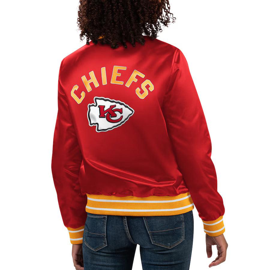 Kansas City Chiefs Starter Women's Full Count Satin Full-Snap Red Bomber Jacket - jnjjackets