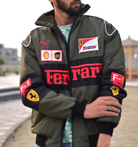 Embroidered Green Ferrari Jacket - jnjjackets