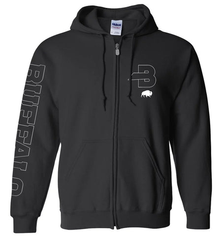 Black Outlines - Zip Up Hoodie